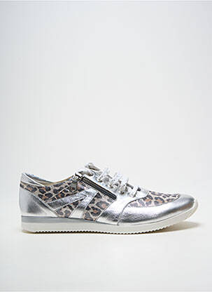 Baskets fermeture zip et lacets talon plat jusqu'à 3cm argent GEO-REINO femme