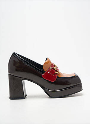Mocassins tissage satiné talon de 7 à 9cm marron NOA HARMON femme