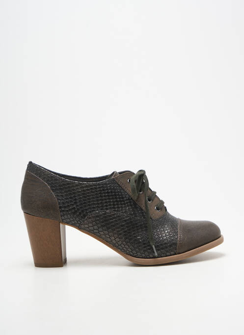 Derbies tissage satiné talon de 7 à 9cm marron SWEET femme