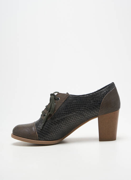 Derbies tissage satiné talon de 7 à 9cm marron SWEET femme