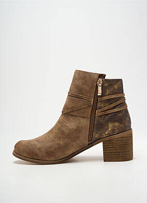 Bottines/boots tissage satiné talon de 4 à 6cm marron ELUE PAR NOUS femme