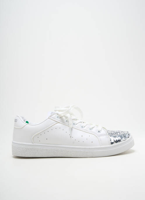 Baskets tissage satiné talon plat jusqu'à 3cm blanc B3D femme