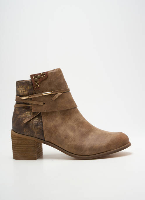 Bottines/boots tissage satiné talon de 4 à 6cm marron ELUE PAR NOUS femme