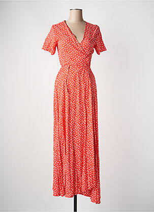 Robe longue imprimé fantaisie manches courtes orange ALLER SIMPLEMENT femme