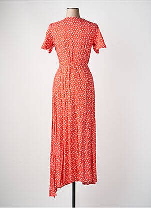 Robe longue imprimé fantaisie manches courtes orange ALLER SIMPLEMENT femme