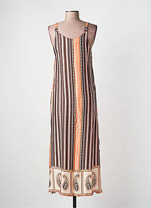 Robe longue sans manche sans manche orange B.YU femme