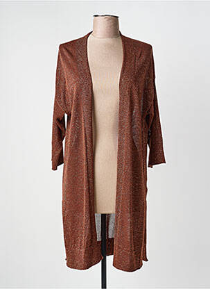 Sous-pull effet matière satinée manches 3/4 marron B.YU femme