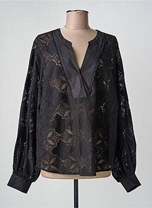 Blouse légère et transparente manches longues noir MOS MOSH femme
