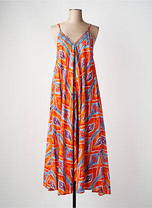 Robe longue imprimé fantaisie fines bretelles orange YYDS (YOUR YOUTHFUL DRESS STYLE) femme