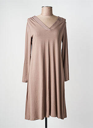 Robe mi-longue coupe évasée manches longues marron GUITARE femme