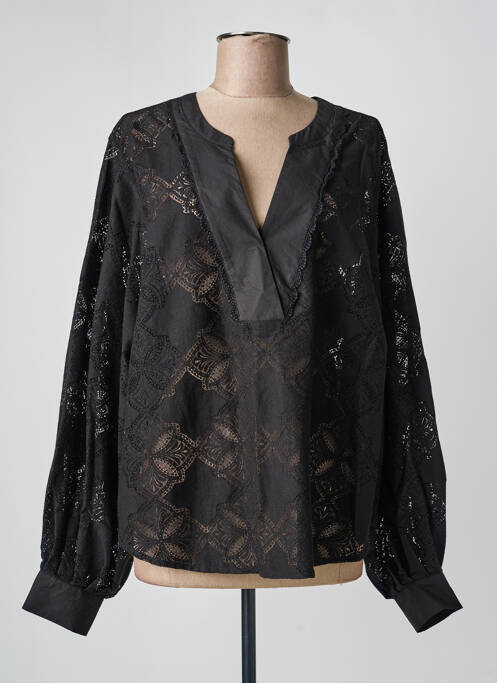 Blouse poignets boutonnés avec fente manches longues noir MOS MOSH femme