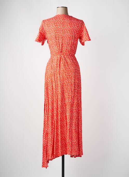 Robe longue imprimé fantaisie manches courtes orange ALLER SIMPLEMENT femme