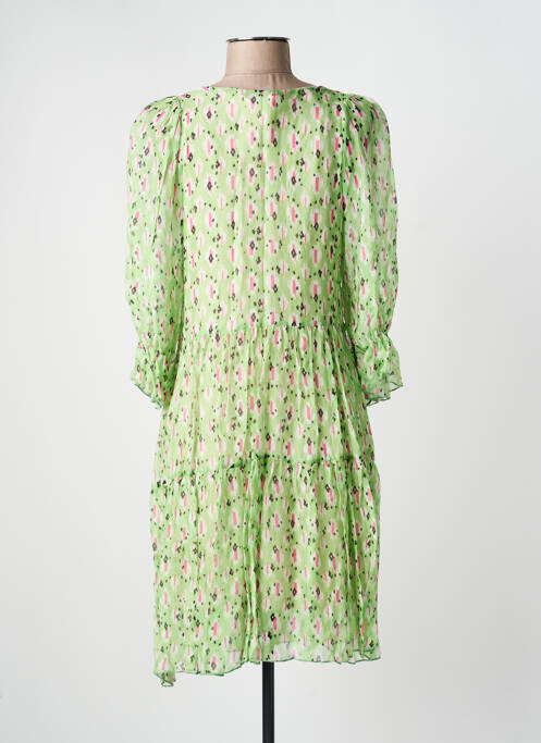 Robe mi-longue imprimé fantaisie manches 3/4 vert B.YU femme