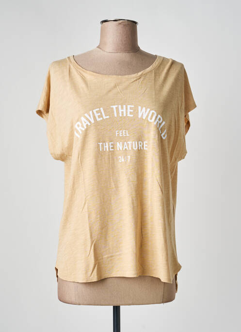 T-shirt coupe droite manches courtes beige JUVIA femme