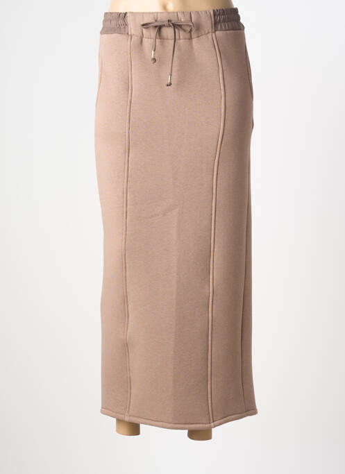 Jupe longue coupe droite marron B.YU femme