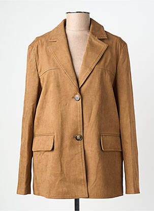Veste casual col tailleur marron clair GRACE & MILA femme