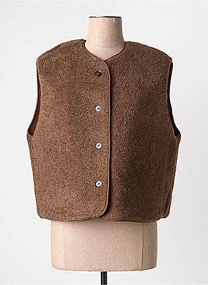 Veste casual col rond marron GRACE & MILA femme
