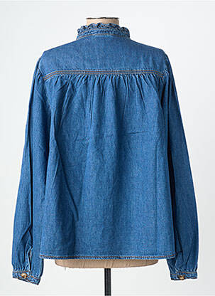 Blouse poignets boutonnés avec fente manches longues bleu GRACE & MILA femme