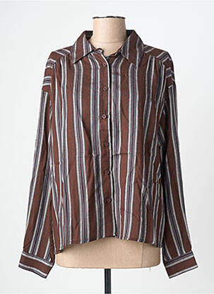 Chemisier coupe droite manches longues marron SEE U SOON femme