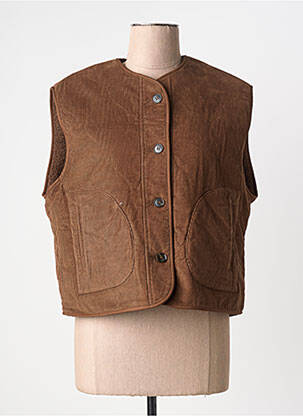 Veste casual col rond marron GRACE & MILA femme