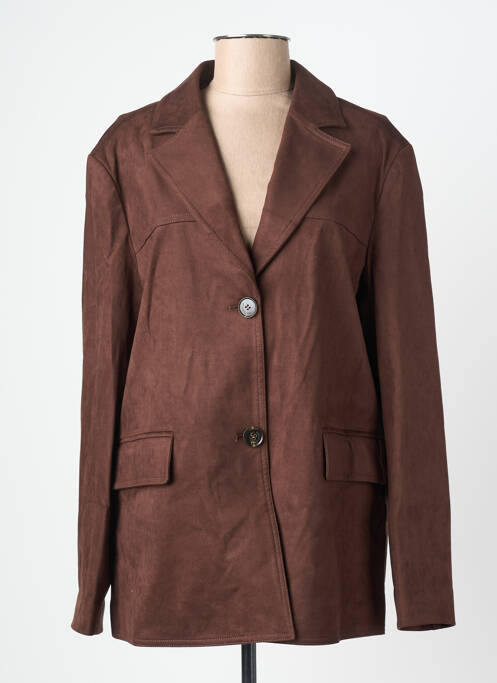 Veste casual col tailleur marron GRACE & MILA femme