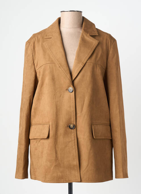 Veste casual col tailleur marron clair GRACE & MILA femme