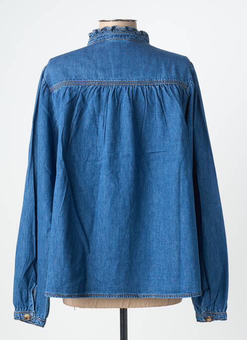 Blouse poignets boutonnés avec fente manches longues bleu GRACE & MILA femme