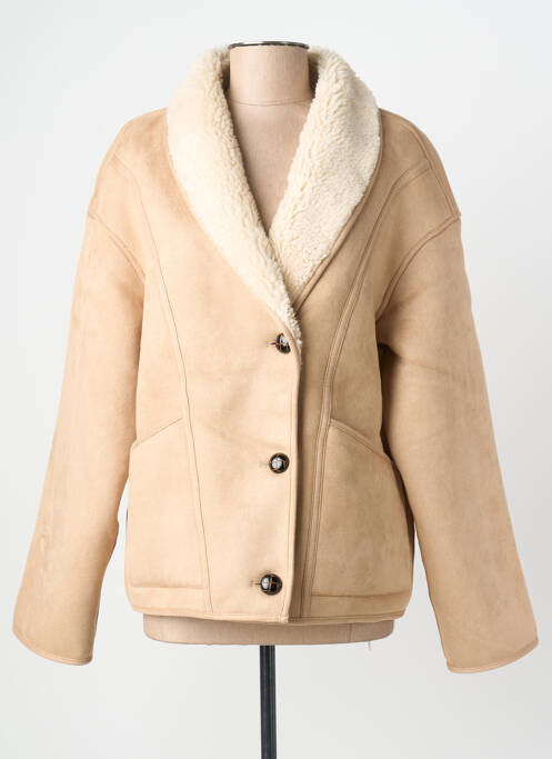 Manteau court coupe droite sans capuche beige GRACE & MILA femme