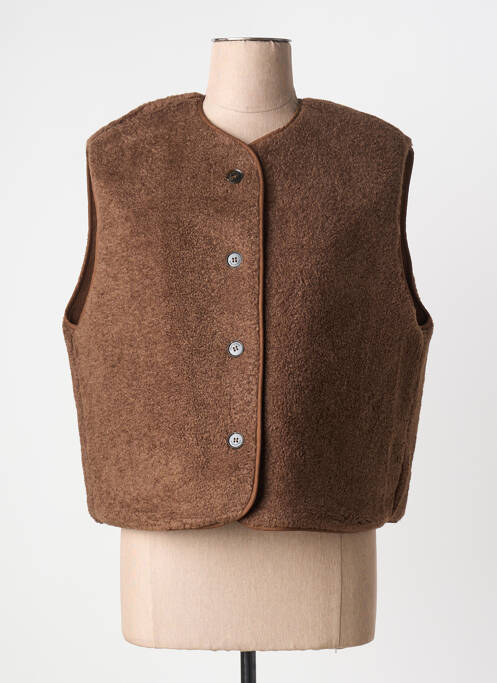 Veste casual col rond marron GRACE & MILA femme