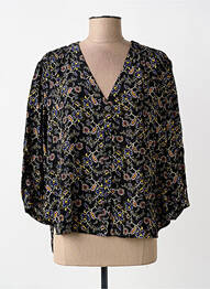 Chemisier tissage crêpe manches longues noir GRACE & MILA femme