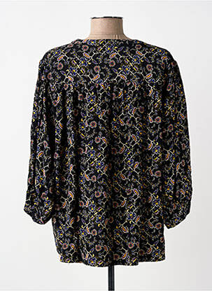 Chemisier tissage crêpe manches longues noir GRACE & MILA femme