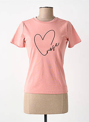 T-shirt stretch manches courtes rose GRACE & MILA femme