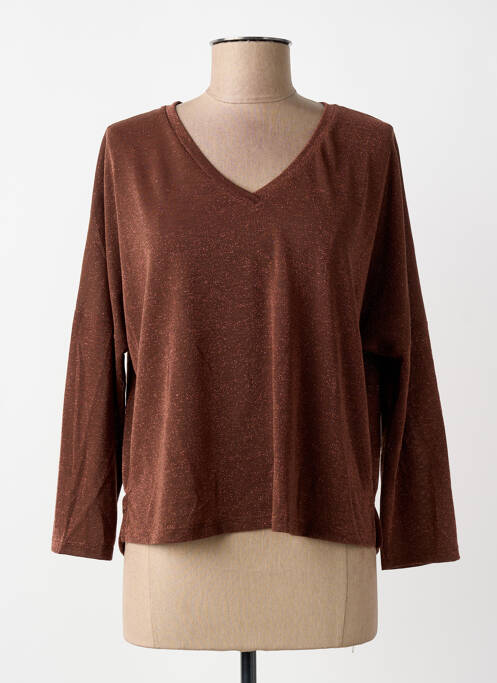 T-shirt coupe droite manches longues marron PAKO LITTO femme