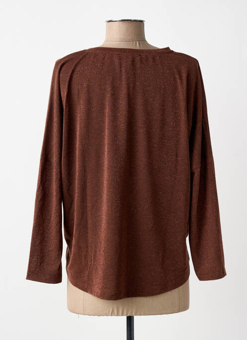 T-shirt coupe droite manches longues marron PAKO LITTO femme