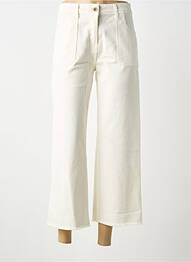 Pantalon 7/8 fermeture zippée sous rabat boutonné blanc PAKO LITTO femme