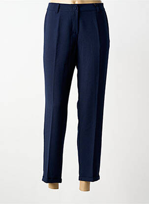 Pantalon 7/8 fermeture zippée sous rabat boutonné bleu PAKO LITTO femme
