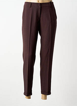 Pantalon 7/8 fermeture zippée sous rabat boutonné marron PAKO LITTO femme