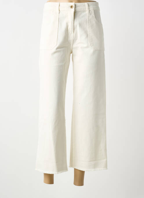 Pantalon 7/8 fermeture zippée sous rabat boutonné blanc PAKO LITTO femme