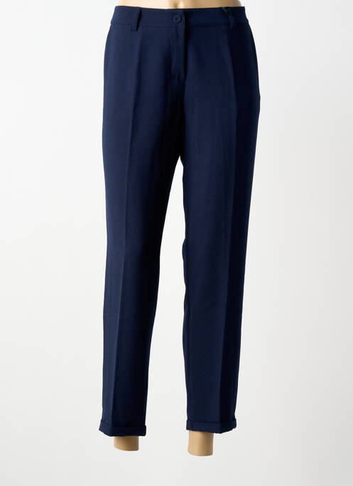Pantalon 7/8 fermeture zippée sous rabat boutonné bleu PAKO LITTO femme