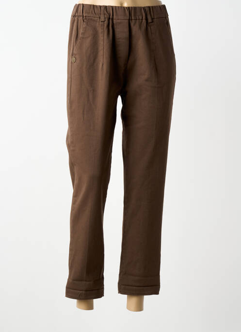 Pantalon droit taille élastique marron fonce PAKO LITTO femme