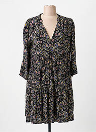 Robe mi-longue coupe fluide manches longues noir GRACE & MILA femme
