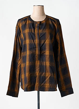 Blouse imprimé fantaisie manches longues marron SEE U SOON femme