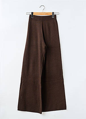 Pantalon flare taille élastique marron GRACE & MILA femme