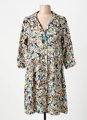 Robe courte coupe évasée manches longues bleu PAKO LITTO femme