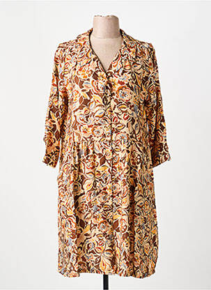 Robe courte coupe évasée manches longues marron PAKO LITTO femme