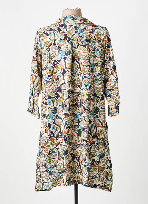 Robe courte coupe évasée manches longues bleu PAKO LITTO femme