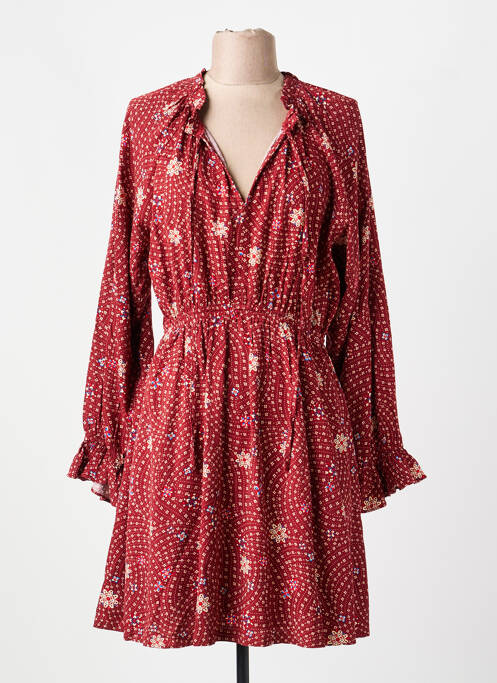 Robe courte coupe évasée manches longues marron GRACE & MILA femme