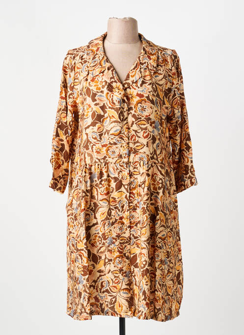 Robe courte coupe évasée manches longues marron PAKO LITTO femme