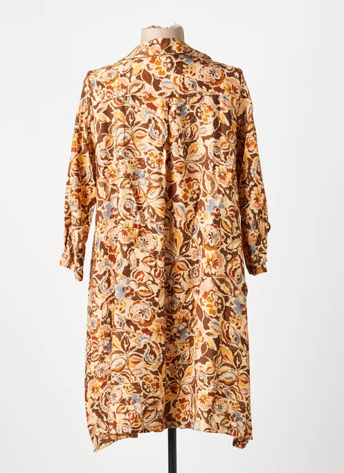 Robe courte coupe évasée manches longues marron PAKO LITTO femme