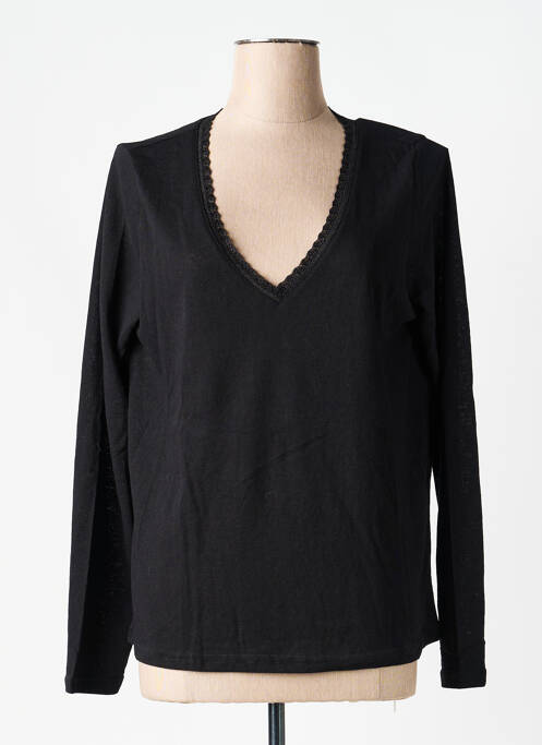 Top coupe cintrée manches longues noir GRACE & MILA femme